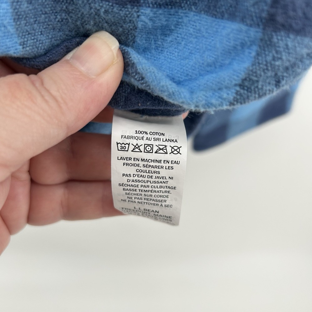 L.L. Bean Chamois Cloth Shirt Mens L Tall Blue‎ Plaid Heavy Flannel Shacket Camp - Picture 4 of 7